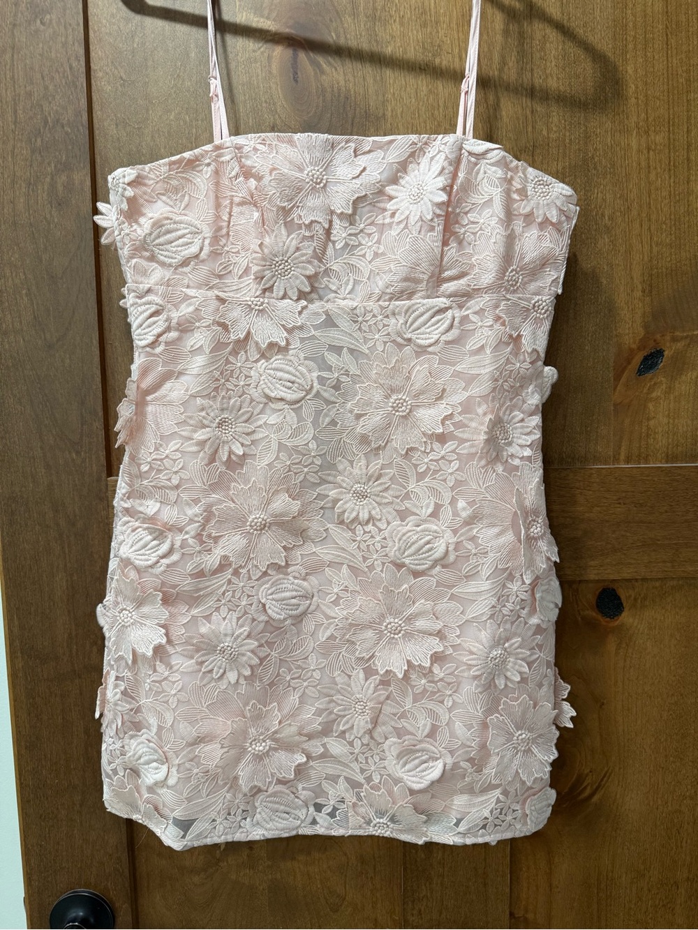 Storia Blush Pink Embroidered Lace Dress
